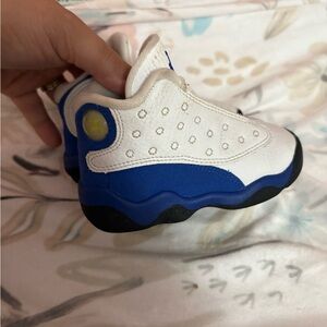 Retro 13 hyper royal  Kids White and Blue Sneakers